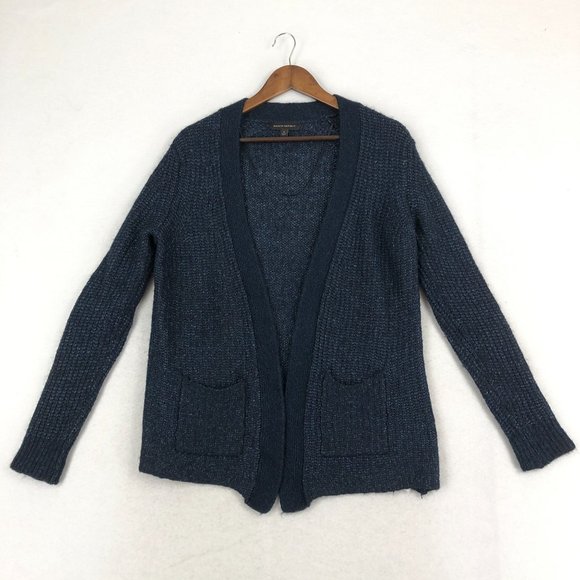 Banana Republic Women's Size Medium Blue Merino Wool Alpaca Grandpa Cardigan - Picture 1 of 10